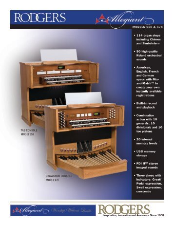 Orchestral Voices Features of the Allegiant Models 658 and 678