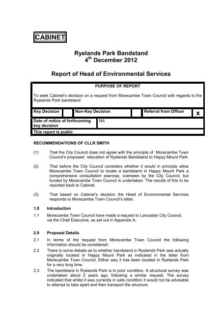Ryelands Park Bandstand PDF 66 KB - Lancaster City Council