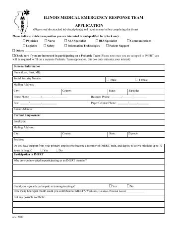 ilinois medical emergency response team application - The Illinois ...