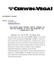 the stanton group appoints timothy dorwart as new - Cerwin Vega