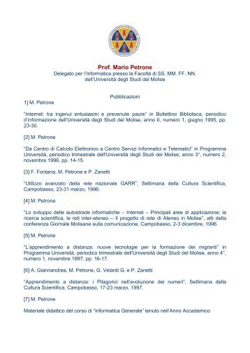 Prof. Mario Petrone - UniversitÃ  degli Studi del Molise