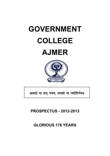 government college ajmer prospectus - 2012-2013 glorious 176 years