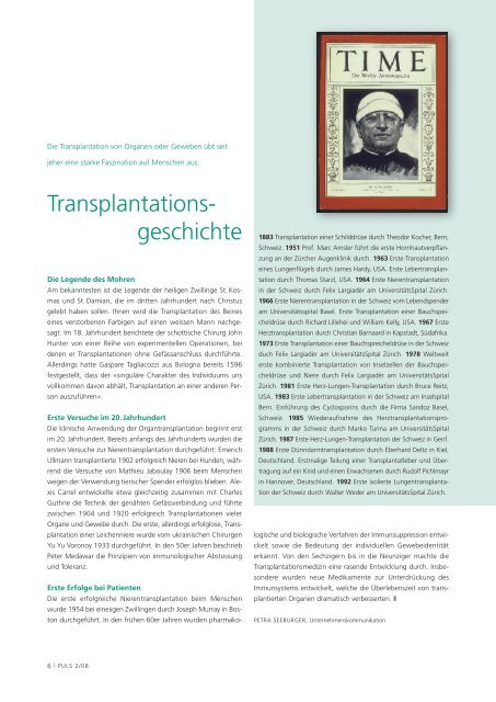 Organspende und Transplantationsmedizin - Transplantation (USZ)