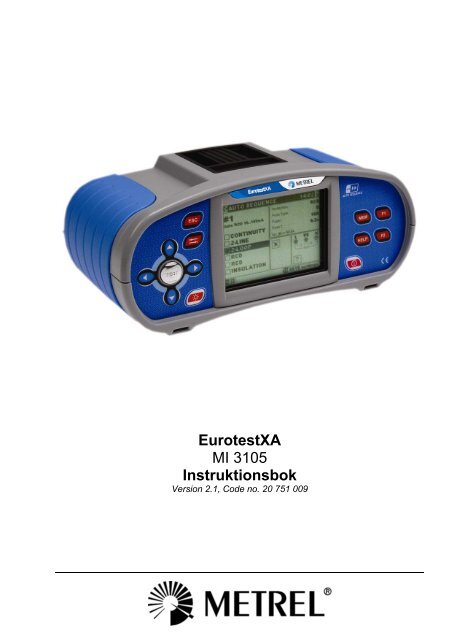 EurotestXA MI 3105 Instruktionsbok - Toleka