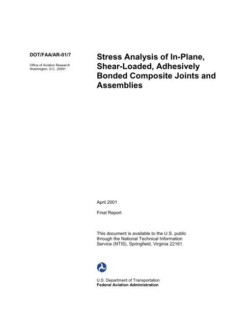 Stress Analysis of In-Plane, Shear-Loaded, Adhesively Bonded ...