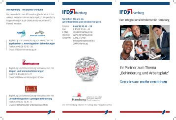 Flyer des IFD-Hamburg - Hamburger Arbeitsassistenz