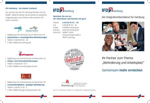 Flyer des IFD-Hamburg - Hamburger Arbeitsassistenz