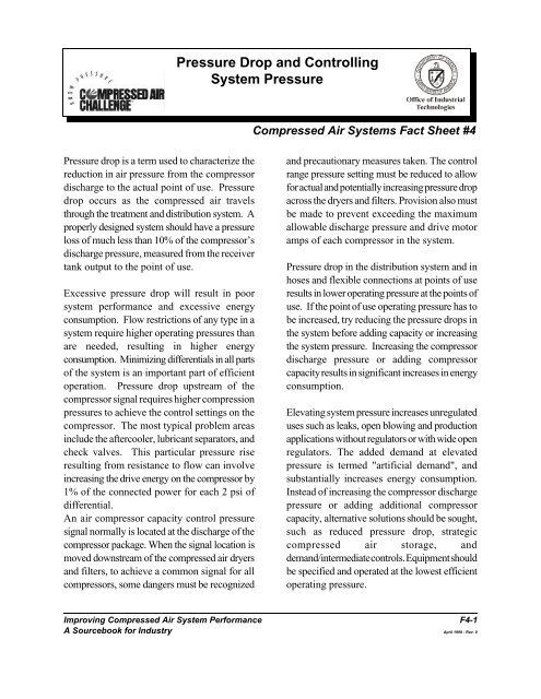 Pressure Drop and Controlling System Pressure - Compressed Air ...