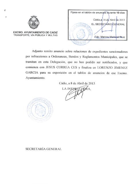 Adjunto remito anuncio sobre relaciones de expedientes ...