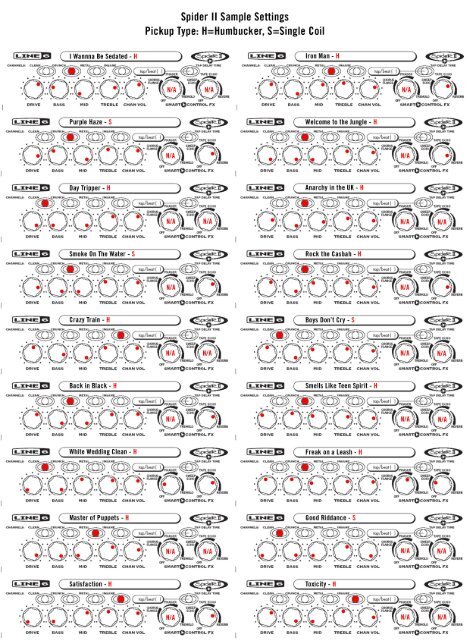 Spider II Sample Settings - Line 6