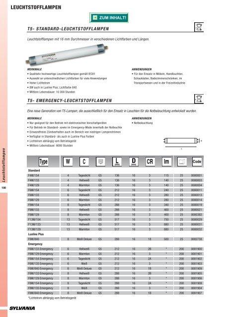 Leuchtstofflampen & T5 - Sylvania