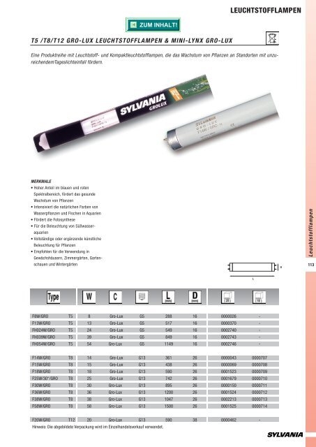 Leuchtstofflampen & T5 - Sylvania