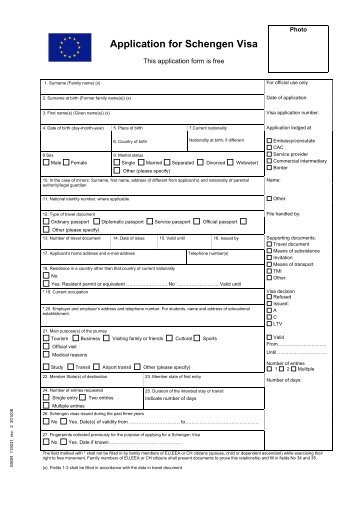 visa for application schengen 1 how fi on Instructions to