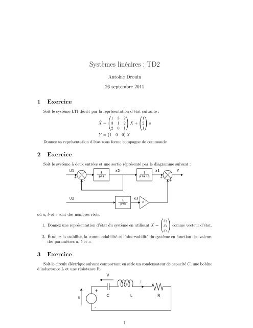 Syst`emes linéaires : TD2 - La Recherche