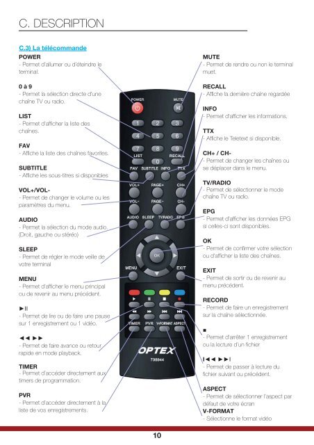 Notice d'utilisation - OPTEX