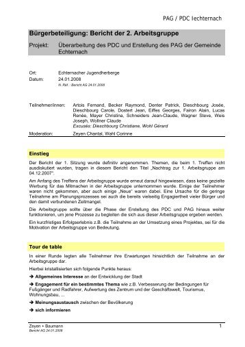 BÃ¼rgerbeteiligung: Bericht der 2. Arbeitsgruppe - Echternach