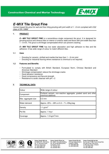 E Mix Tile Grout Fine