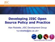 Developing JISC Open Source Policy and Practice - OSS Watch