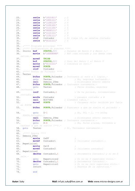 Mis primeros programas en assembler - Micros Designs