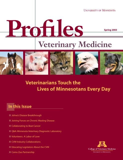 Spring 2003 - University of Minnesota College of Veterinary Medicine