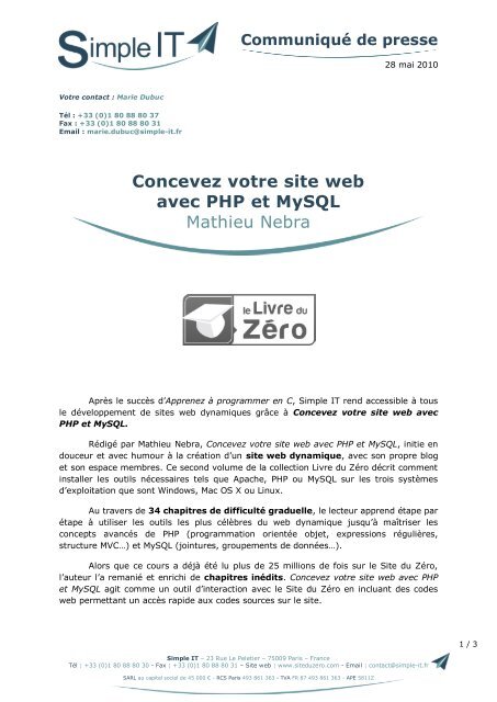 Concevez votre site web avec PHP et Mysql Mathieu Nebra