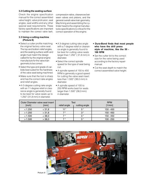 Dura-Bond Valve Seat Inserts Info. - Dura-Bond Bearing