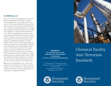 Chemical Facility Anti-Terrorism Standards (CFATS) brochure