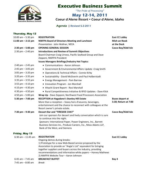 Executive Business Summit - Northwest Food Processors Association