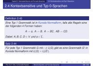 2.4 Kontextsensitive und Typ 0-Sprachen - UniversitÃ¤t Kassel