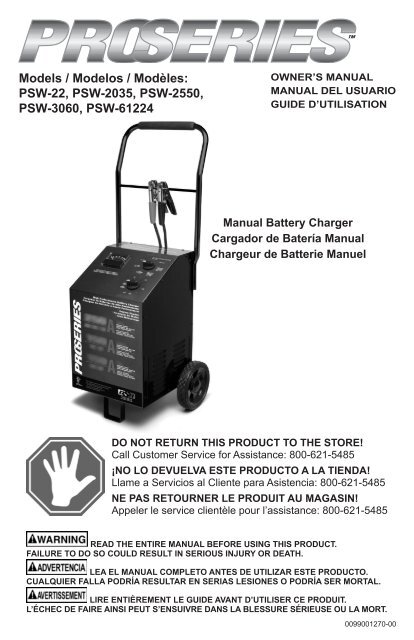 do not return this product to the store! - Schumacher Electric ...