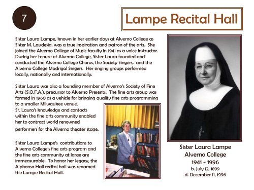 Lampe Recital Hall - Moments in Alverno History
