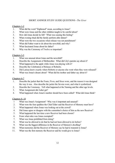 the giver discussion questions pdf