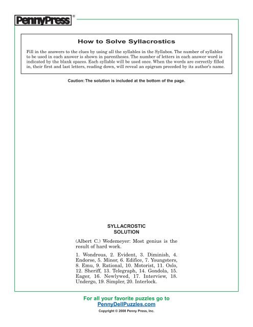 How to Solve Syllacrostic