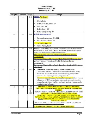 MDS 3.0 Resident Assessment Manual Chapter 1 Change ... - AANAC