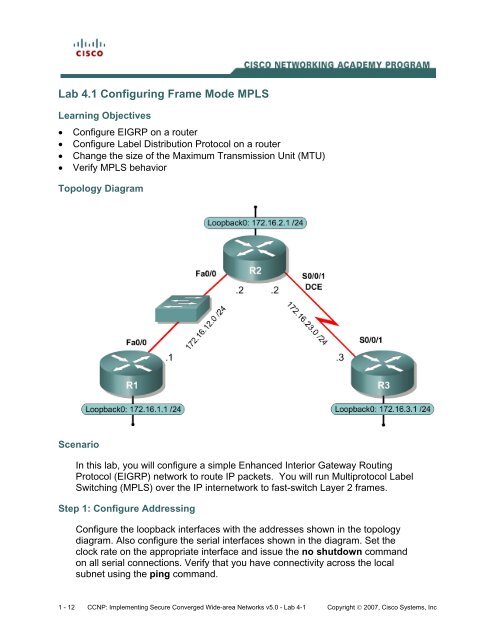 Lab 4.1 Configuring Frame Mode MPLS