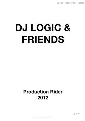 DJ Logic & Friends Technical Rider - Basitours