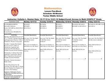 Mathematics - CommunityNet: DeKalb County School System