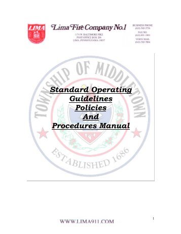 Standard Operating Guidelines Policies And Procedures Manual