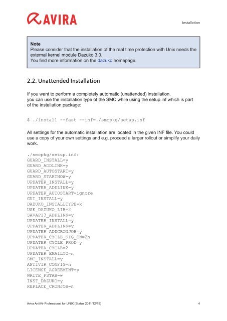 Avira Antivir Professional for UNIX Howto