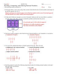 Dividing, Comparing, and Ordering Rational Numbers Worksheet ...