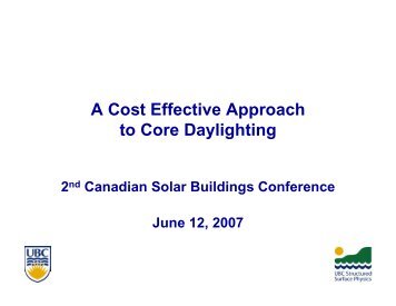 A Cost Effective Approach to Core Daylighting - Solar Buildings ...