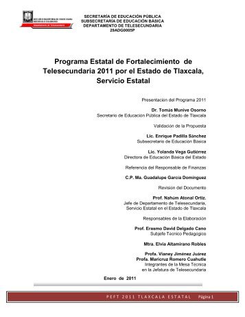 Tlaxcala Estatal - Telesecundaria - Secretaría de Educación Pública