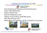 Centrale de technologie du LPN - RTB - CNRS