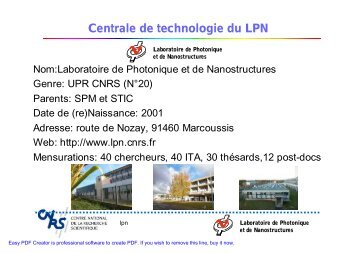 Centrale de technologie du LPN - RTB - CNRS