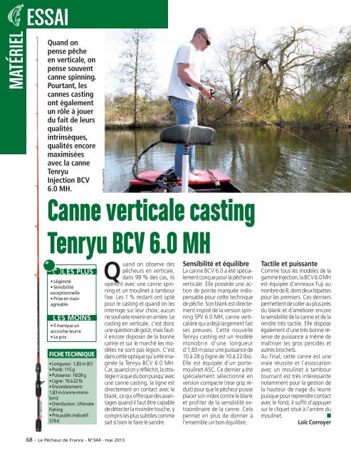 Canne verticale casting Tenryu BCV 6.0 MH - Le Pecheur de France