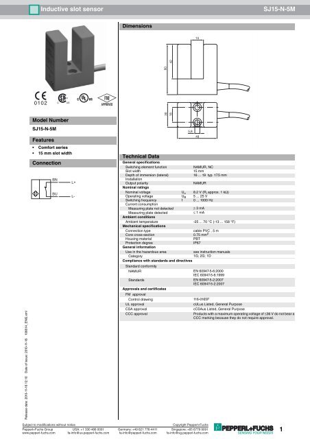 1 Inductive slot sensor SJ15-N-5M - Ex-Baltic
