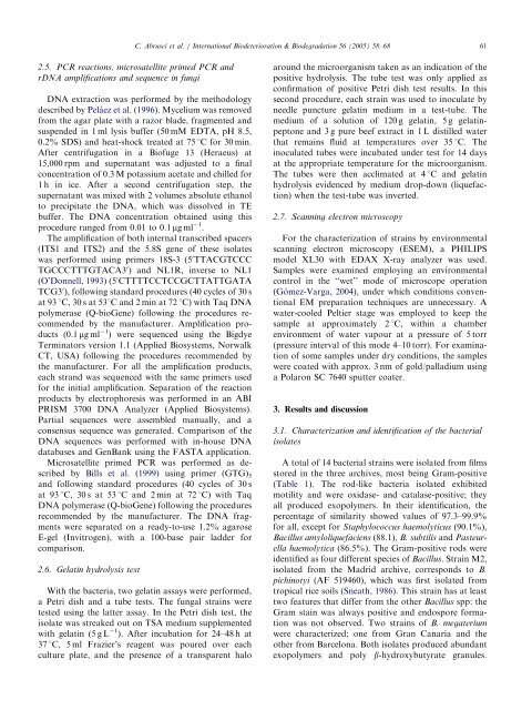 Isolation and identification of bacteria and fungi from ... - ictp