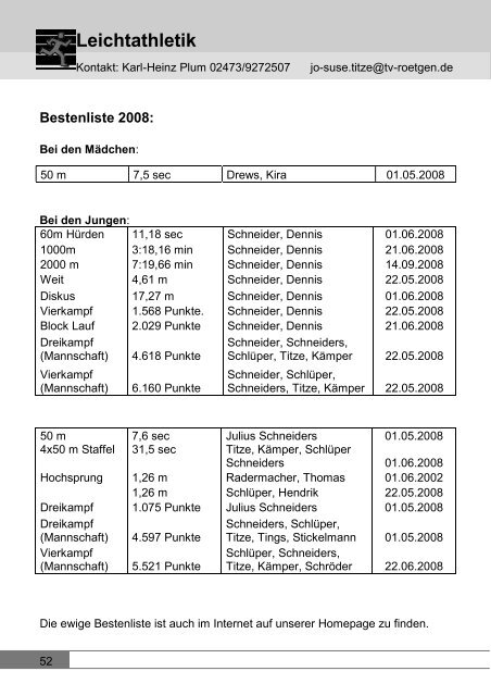 Leichtathletik - TV Roetgen 1894 - Willkommen auf unserer Website