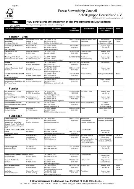 PDF Liste der FSC-zertifizierten Be