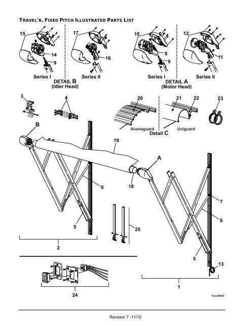 Travel R Adjustable Pitch Illustrated Parts List Carefree Of Colorado